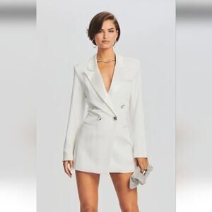 Retrofete Ilaria Blazer Dress White Size Large Bridal Wedding NWT Double Breast